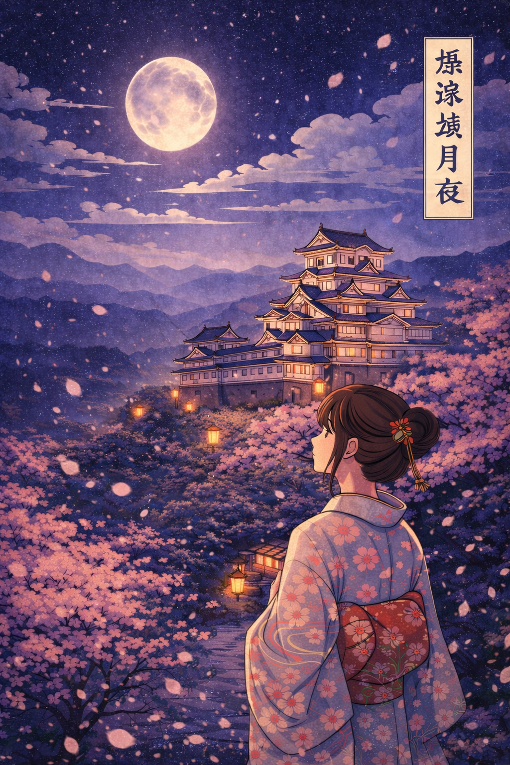 Himeji Castle Under A Full Moon